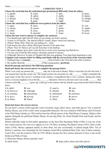 Ôn tập giữa kỳ Anh 7