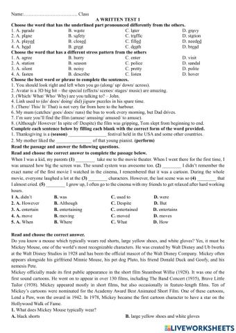 Ôn tập giữa kỳ Anh 7