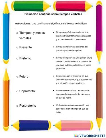 Evaluación continua de tiempos verbales