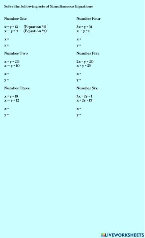 Simple Simultaneous Equations