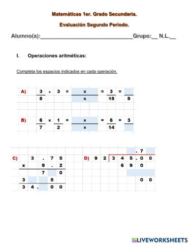 Aritmética - Evaluación