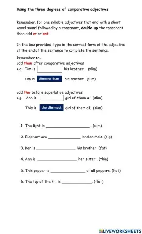 Use of comparing adjective