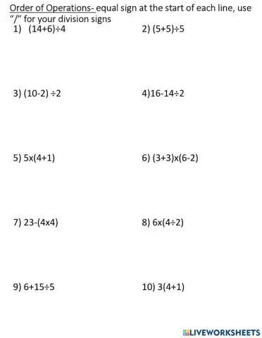 Order of Operations Mod
