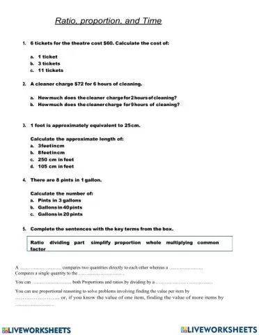 Ratio, Proportions and Time