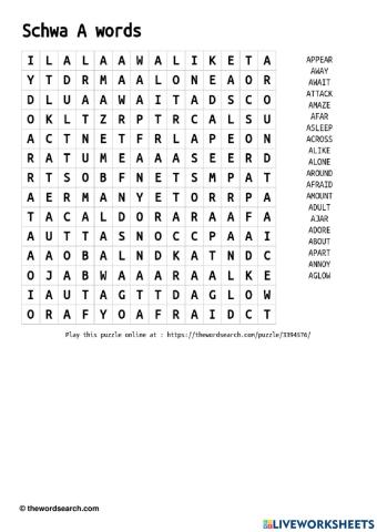 Schwa A words