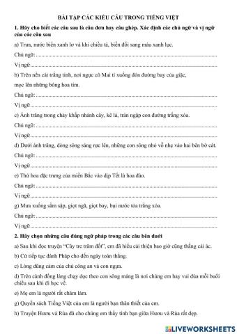Các kiểu câu trong tiếng Việt