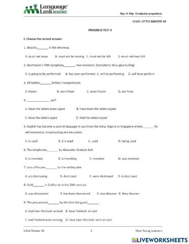 LM10 Progress test 4