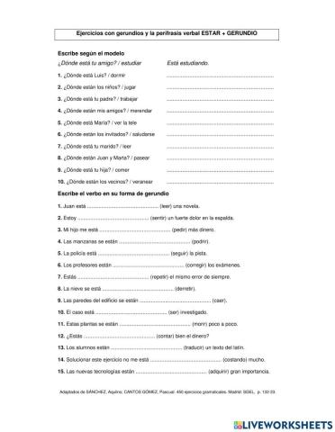 Estar + gerundio