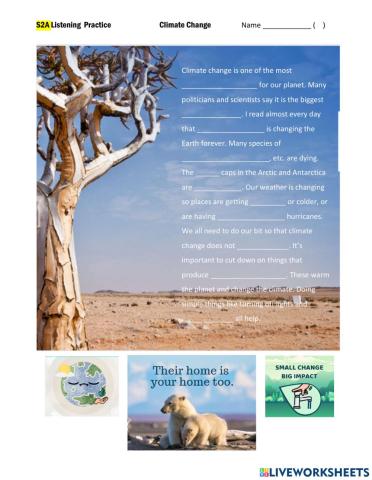 Listening Worksheet - Climate Change