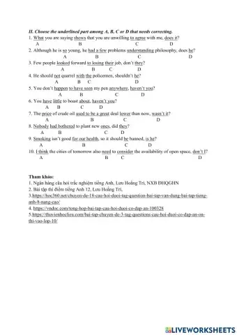 Chữa lỗi sai tag question