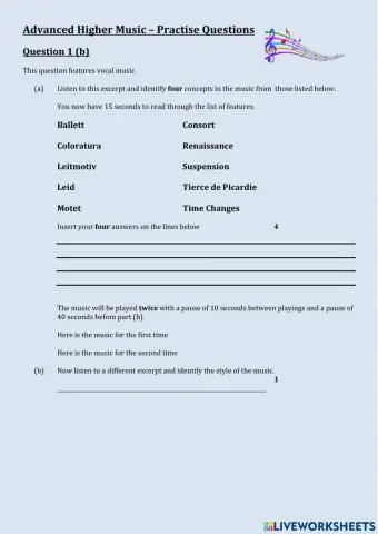 AH Music Practise Question 1b