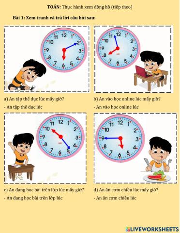 Thực hành xem đồng hồ (tiếp)