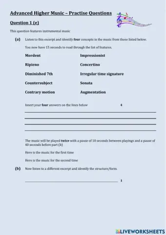 AH Music Practise Question 1e