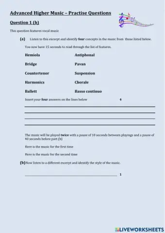 AH Music - Practise Question 1h