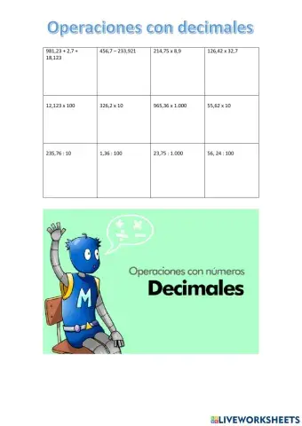 Operaciones con decimales