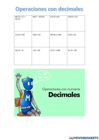 Operaciones con decimales