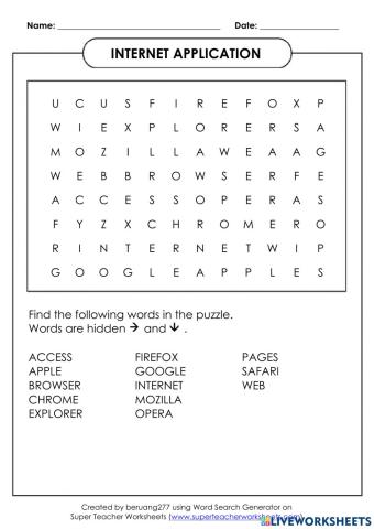 Word puzzle on internet application