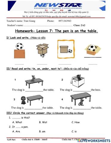 7. the pen is on the table
