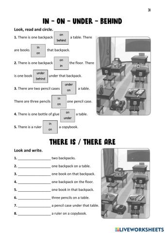 Prepositions and There is There are