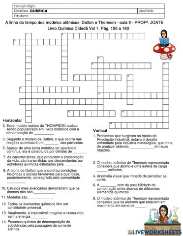 A linha do tempo dos modelos atômicos - Dalton e Thomson.