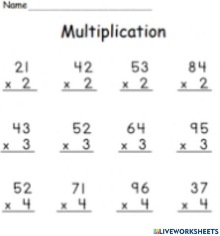 2 Digit Multiplications