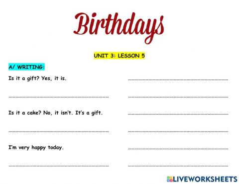 Hang Out Starter Unit 3 Birthdays Lesson 5