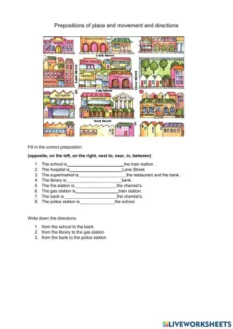 Giving directions and prepositions of place and movement