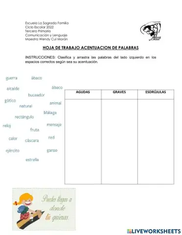 Palabras agudas, graves y esdrújulas