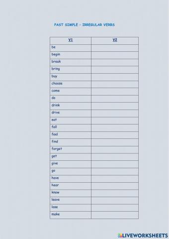 Irregular Verbs