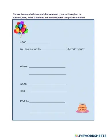 Birthday party invitation