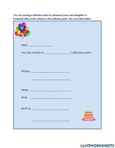 Birthday party invitation
