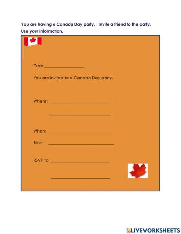 Canada Day party invitation