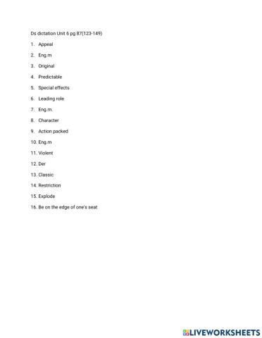 Ds dictation Unit 6 pg 87