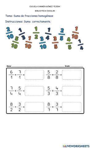 Suma fracciones homogéneas