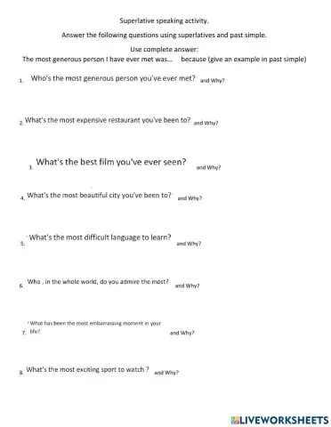 Superlatives writing and speaking