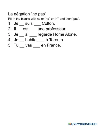 Le négation -ne pas-