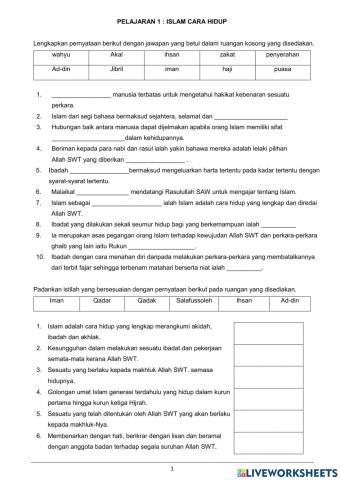PELAJARAN 1 : ISLAM CARA HIDUP
