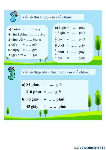 Bảng đơn vị đo thời gian