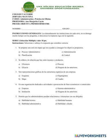 Evaluación Administración