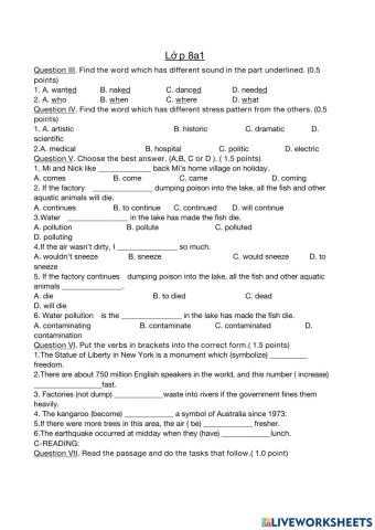 2nd mid term -english 8 test 3