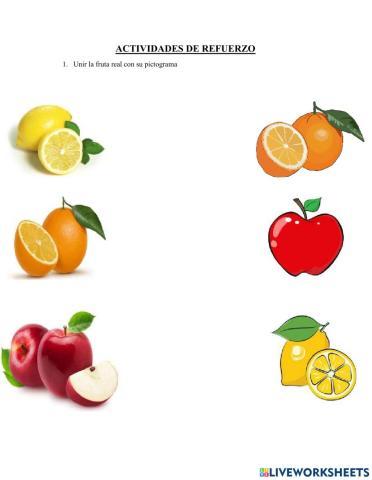 Unir frutar reales y su pictograma