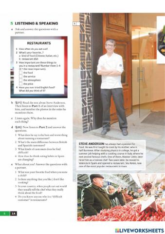 Listening comprehension-Food