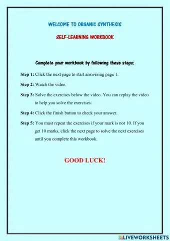 ARAHAN bagi LIVEWORKBOOK organic synthesis map