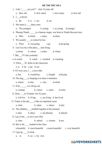 Đề thi thử số 6