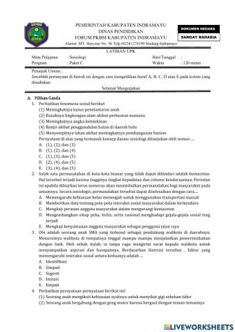 Latihan UPK Sosiologi