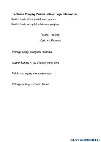 Menentukan Panjang Pendek Lagu