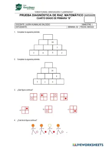 Prueba diagnóstica de Raz. Matemático