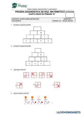 Prueba diagnóstica de Raz. Matemático