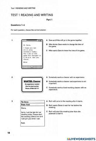 KET Reading Practice Sample 1