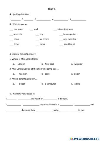 I Can Analyse. Test 1